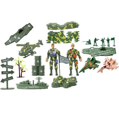 Kit Brinquedos Veículos Militares Soldados Miniatura 21 Pçs