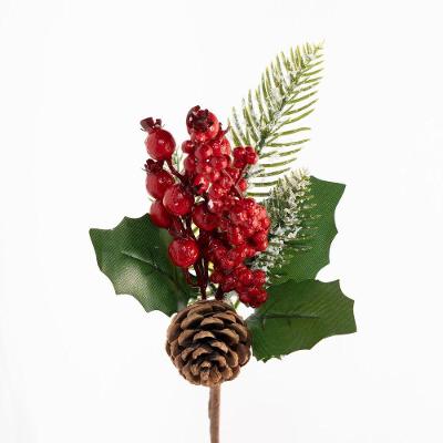 Ramo Artificial Frutas Vermelhas Decoração De Natal 26cm