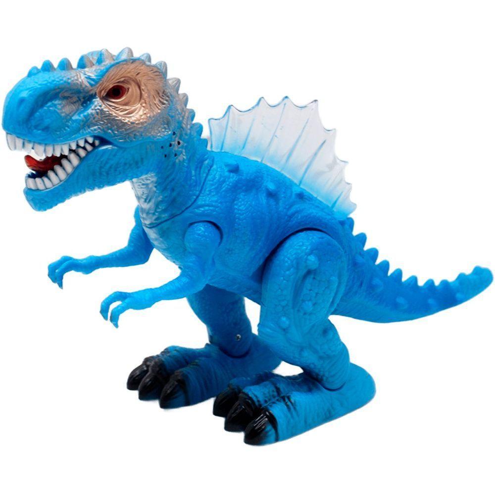 Brinquedo Tiranossauro Rex Dino Com Luz Led Sons Movimentos Azul - 4