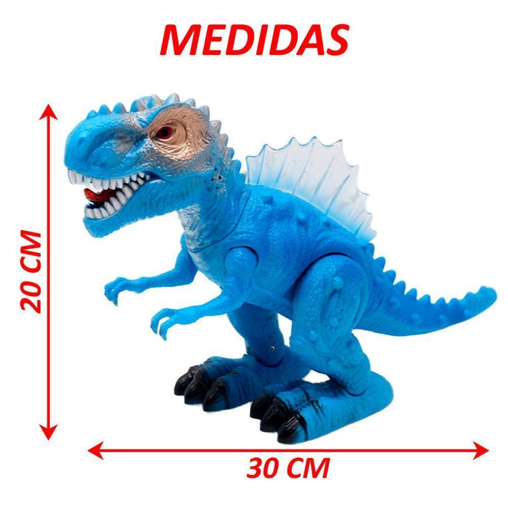 Brinquedo Tiranossauro Rex Dino Com Luz Led Sons Movimentos Azul - 5