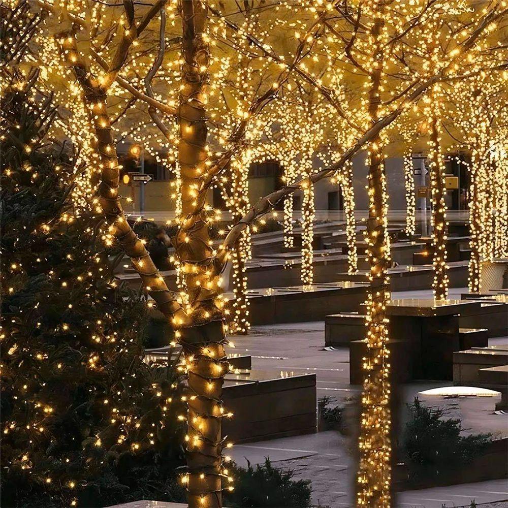 Pisca Cordão Varal Solar Natal 100 Lâmpadas Leds Amarelo 8m - 2