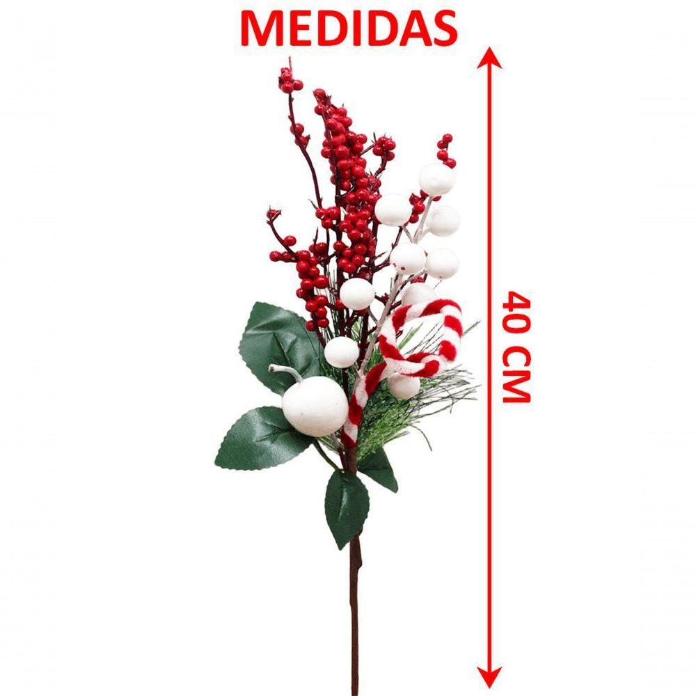 Kit 10 Arranjos Pick Berry Artificiais Enfeite Natalino 40cm - 3