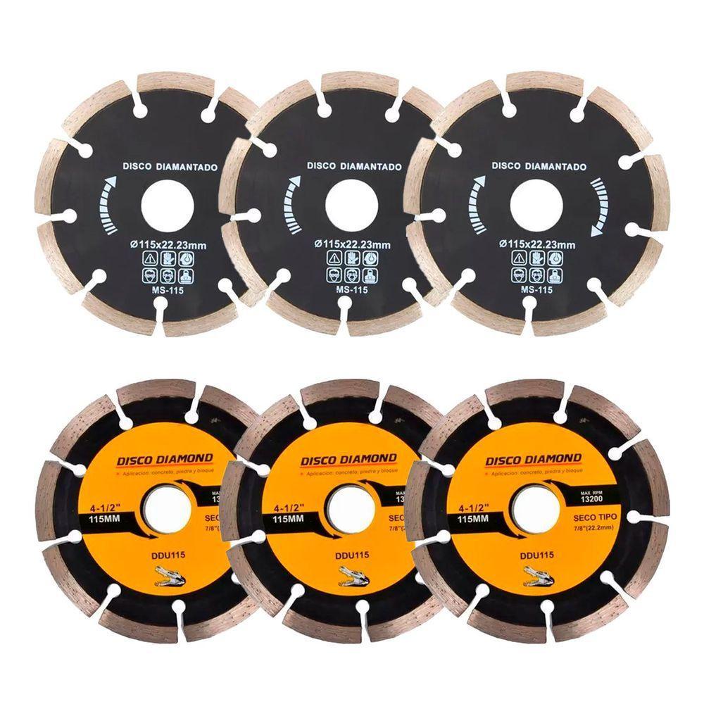 Kit 6 Disco Serra Circular Lâmina 115mm Mármore Concreto - 1
