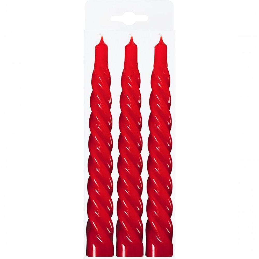 Kit 3 Vela Decoração Natalina Vermelha Torcida 20cm - 1