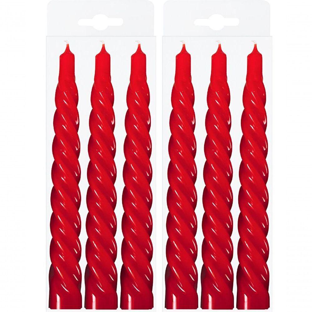 Kit 3 Vela Decoração Natalina Vermelha Torcida 20cm - 3
