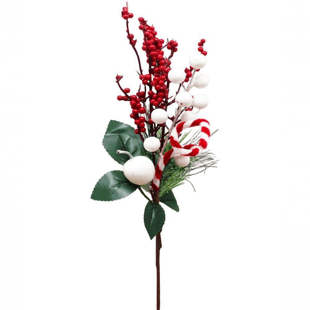 Kit 6 Arranjos Pick Berry Artificiais Enfeite Natalino 40cm - 4