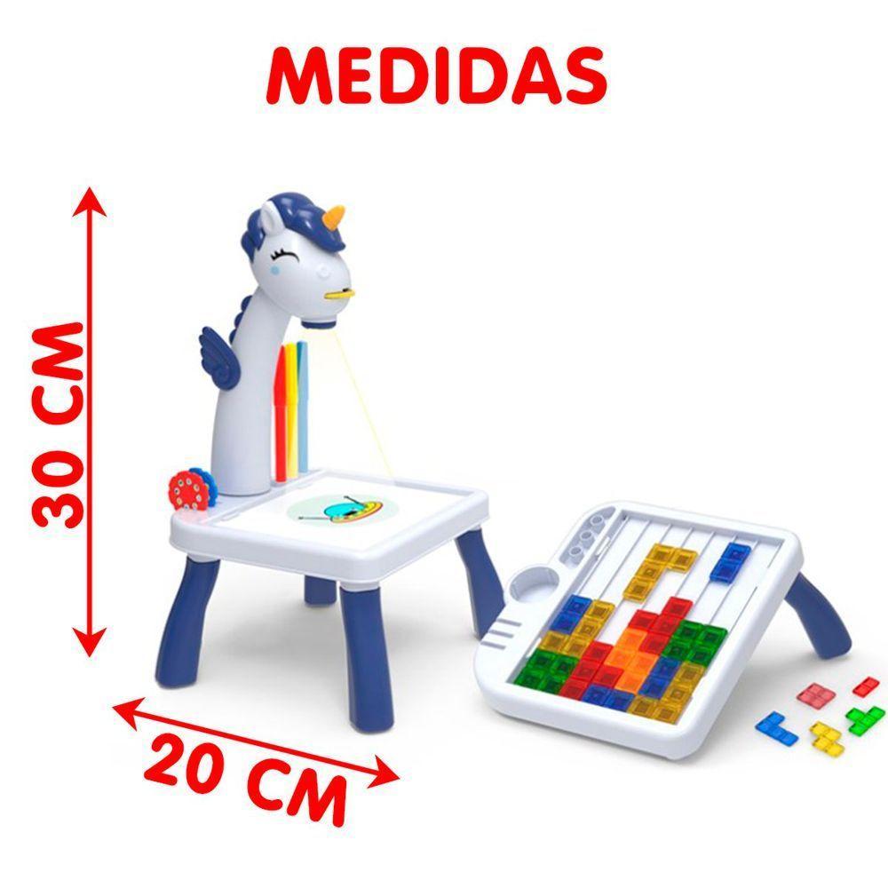 Brinquedo Mesinha De Pintura Unicórnio Com Projeção Tetris Rosa - 5
