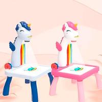 Brinquedo Mesinha De Pintura Unicórnio Com Projeção Tetris Rosa
