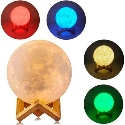 Umidificador Ambiente Lua Cheia Leds Multicores Suporte 15cm