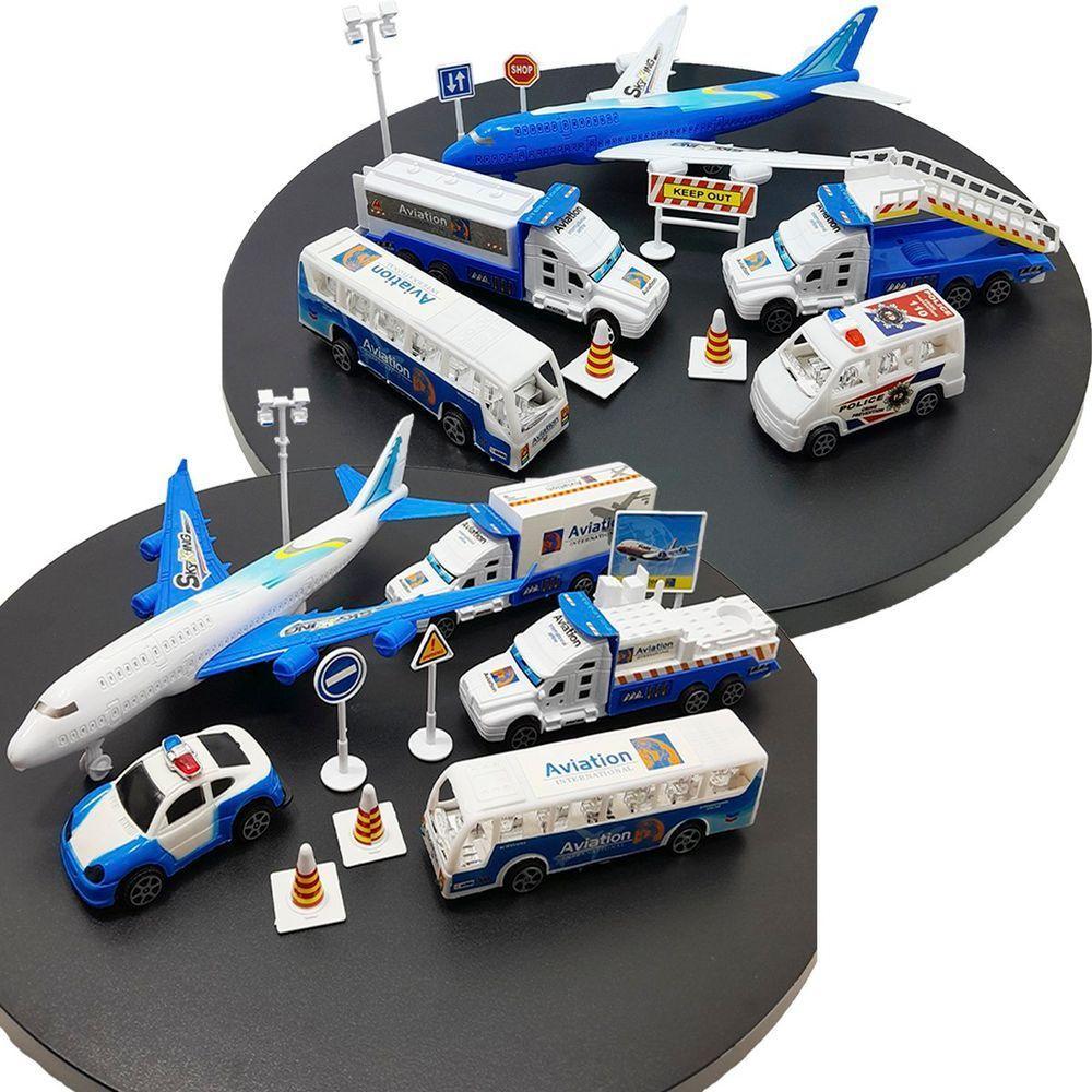 Kit Brinquedo Aeroporto Transito 22pçs Avião Caminhão ônibus - 1