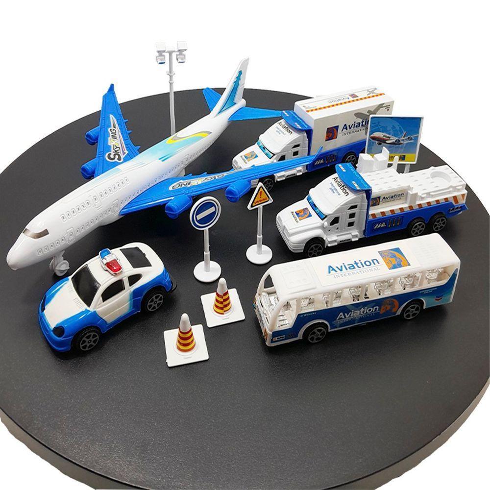 Kit Brinquedo Aeroporto Transito 22pçs Avião Caminhão ônibus - 3