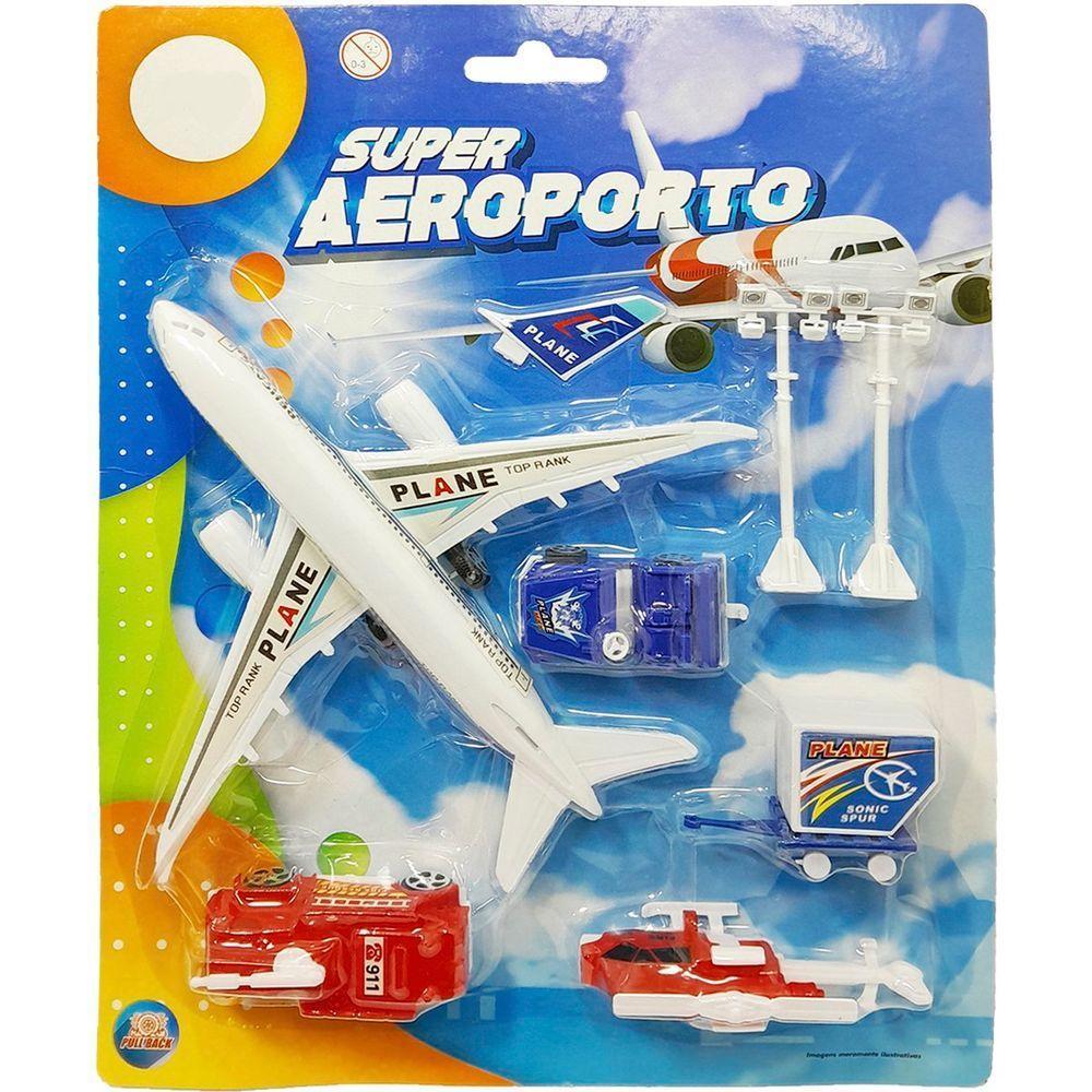 Kit Brinquedo Aeroporto Transito 18pçs Avião Caminhão Carro - 3
