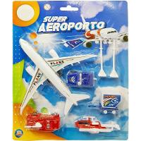 Kit Brinquedo Aeroporto Transito 18pçs Avião Caminhão Carro - 3