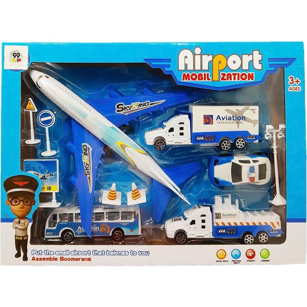 Kit Brinquedo Aeroporto Transito 11pçs Avião ônibus Caminhão - 2