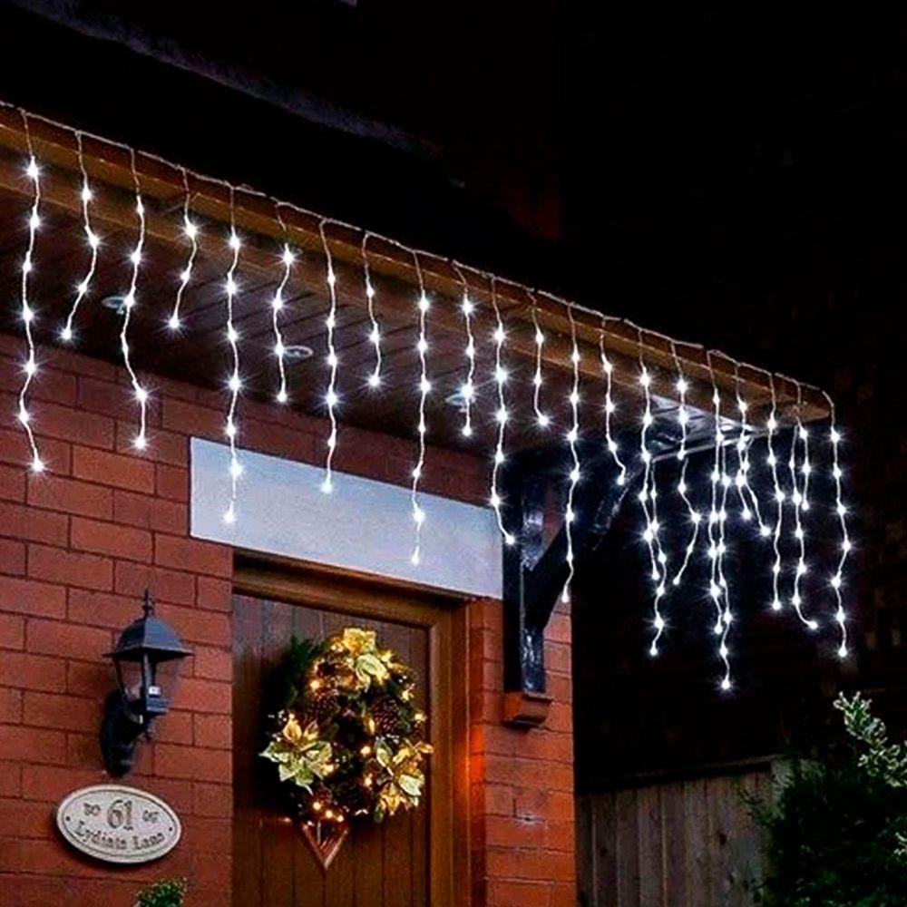 Cascata Pisca Enfeite Natal 288 Lâmpadas Leds Branco 4m 220v - 2
