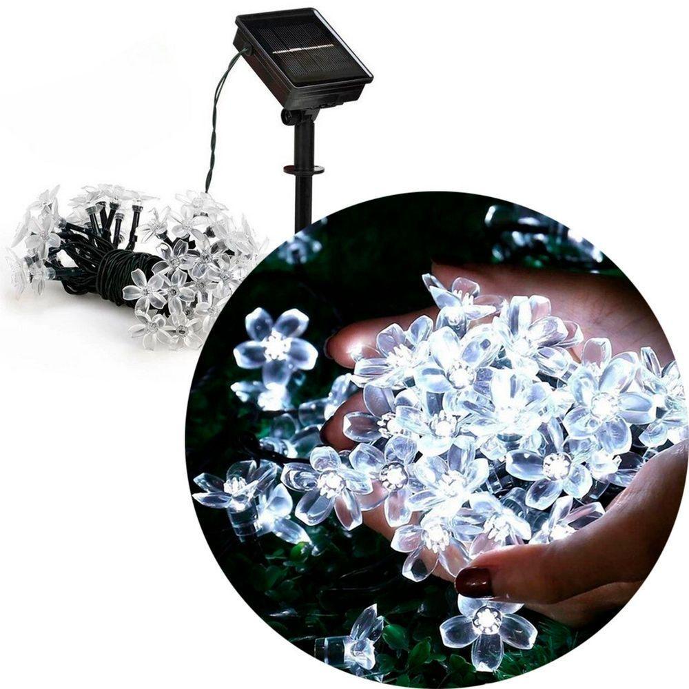 Pisca Cordão Flores Cerejeira Solar Externo 5m 20leds Branco - 1