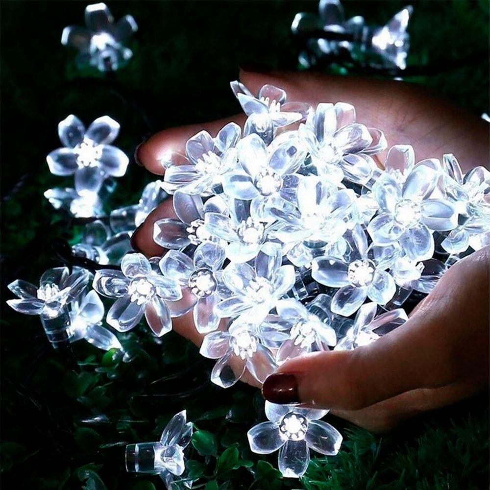 Pisca Cordão Flores Cerejeira Solar Externo 5m 20leds Branco - 5