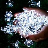 Pisca Cordão Flores Cerejeira Solar Externo 5m 20leds Branco - 5