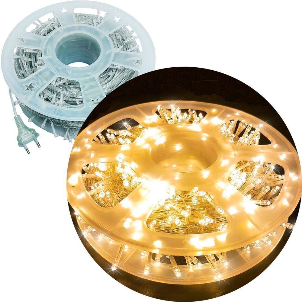 Pisca Varal Cordão Natal 300 Lâmpadas Leds Amarelo 50m 220v - 1
