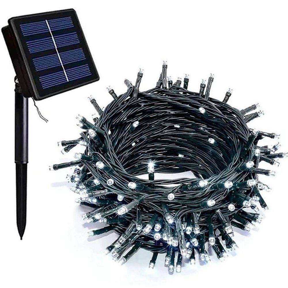 Pisca Cordão Varal Solar Externo 100 Lâmpadas Led Branco 10m - 3