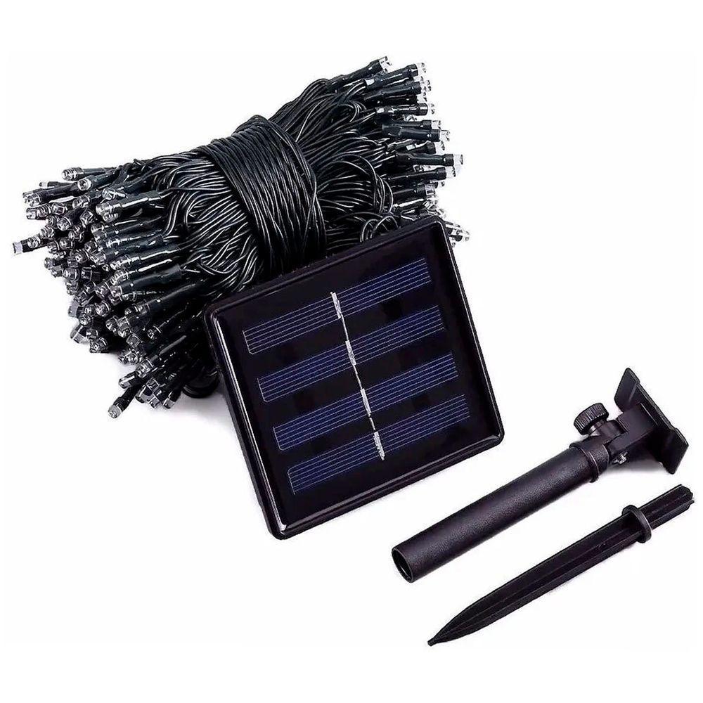 Pisca Cordão Varal Solar Externo 100 Lâmpadas Led Branco 10m - 5