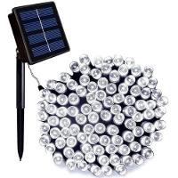 Pisca Cordão Varal Solar Externo 100 Lâmpadas Led Branco 10m
