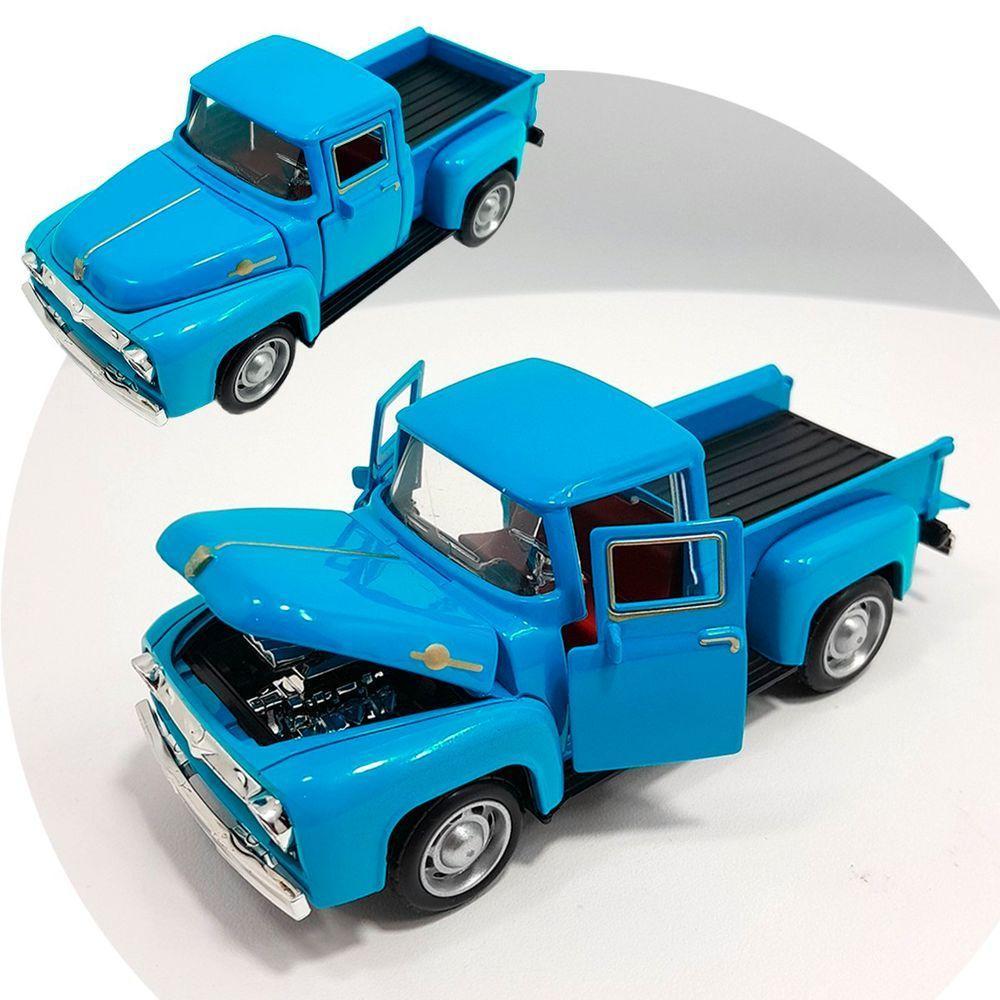 Miniatura Carrinho Camionete Pickup F-100 Metal Colecionável Azul - 1
