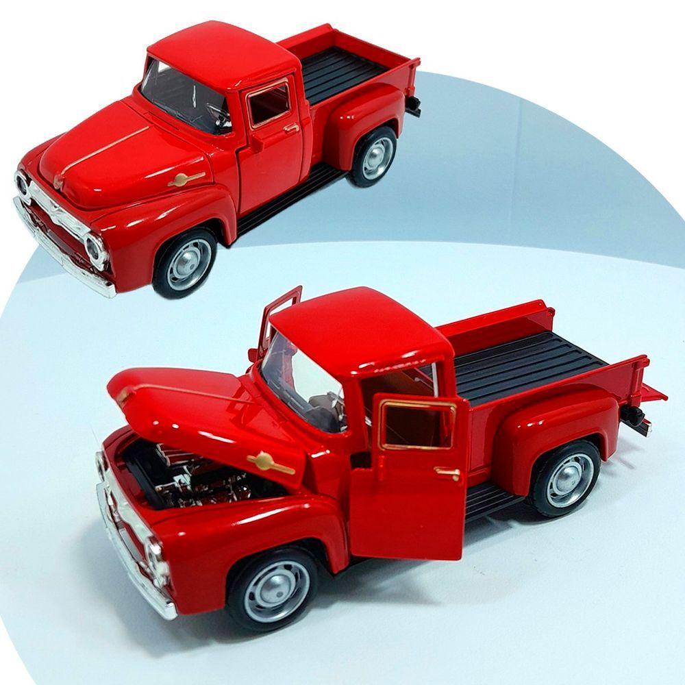 Miniatura Carrinho Camionete Pickup F-100 Metal Colecionável Vermelho - 1