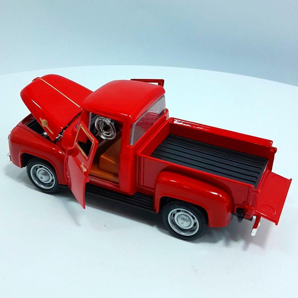 Miniatura Carrinho Camionete Pickup F-100 Metal Colecionável Vermelho - 3