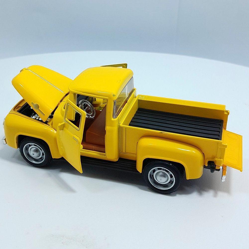 Miniatura Carrinho Camionete Pickup F-100 Metal Colecionável Amarelo - 3