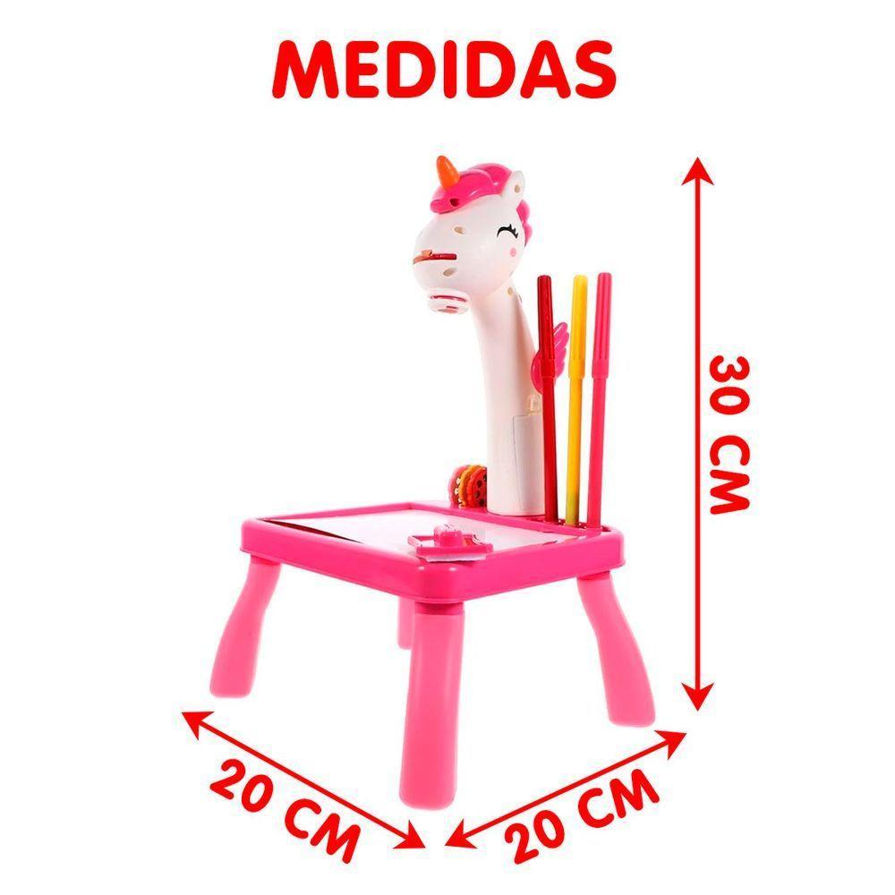 Brinquedo Mesinha De Pintura Projetor Unicórnio Rosa Canetas Rosa - 5