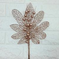 Flores Enfeite árvore Natal Gliter Rose Gold 45cm Kit 8pçs - 2