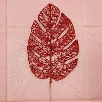 Folhas Flores Enfeite Natal Gliter Vermelho 35cm Kit 6pçs - 2