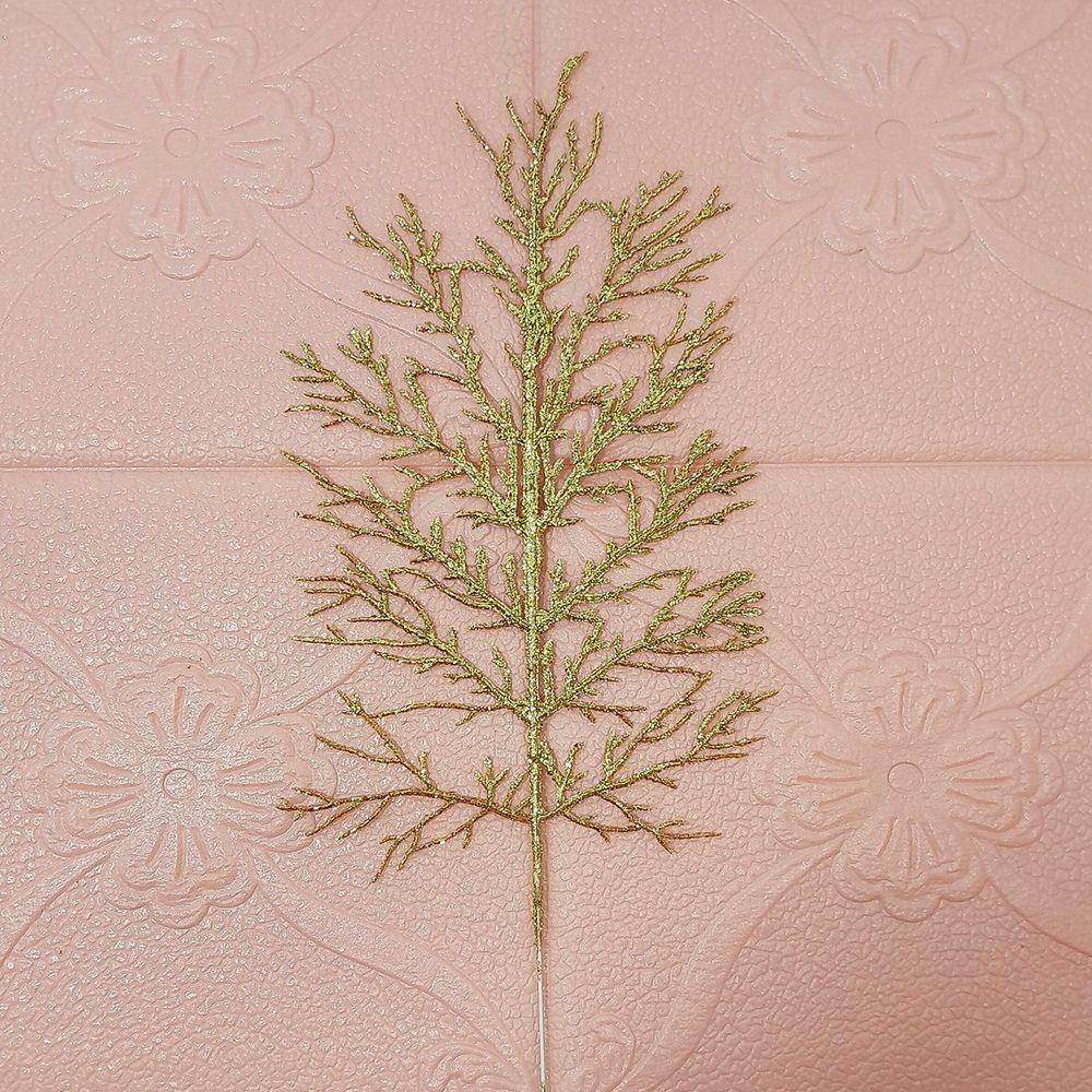 Folhas Flores Enfeite Natal Gliter Dourado De 40cm Kit 10pçs - 2