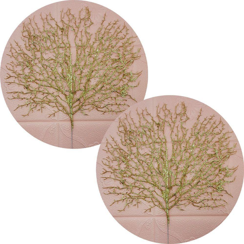 Flores Algas Coral Natalino Gliter Dourado 40x50cm Kit 12pçs - 1