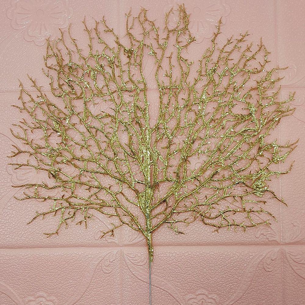 Flores Algas Coral Natalino Gliter Dourado 40x50cm Kit 6pçs - 2