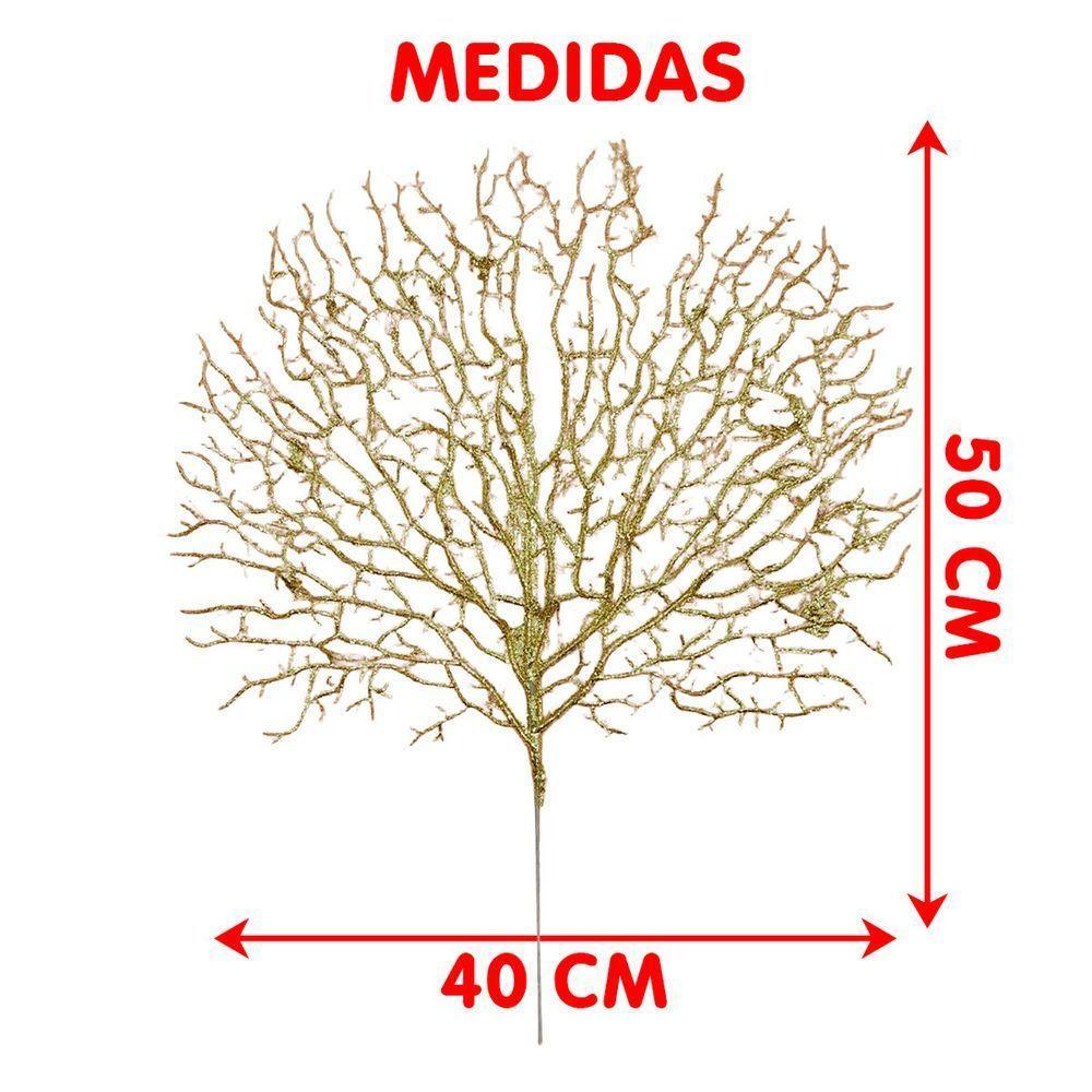 Flores Algas Coral Natalino Gliter Dourado 40x50cm Kit 8pçs - 3