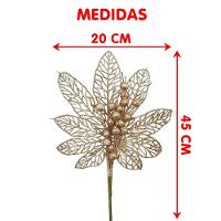 Flores Enfeite árvore Natal Gliter Dourado De 45cm Kit 10pçs - 4