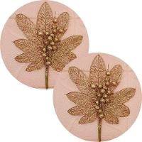 Flores Enfeite árvore Natal Gliter Dourado De 45cm Kit 8pçs - 1