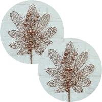 Flores Enfeite árvore Natal Gliter Rose Gold 45cm Kit 10pçs - 1