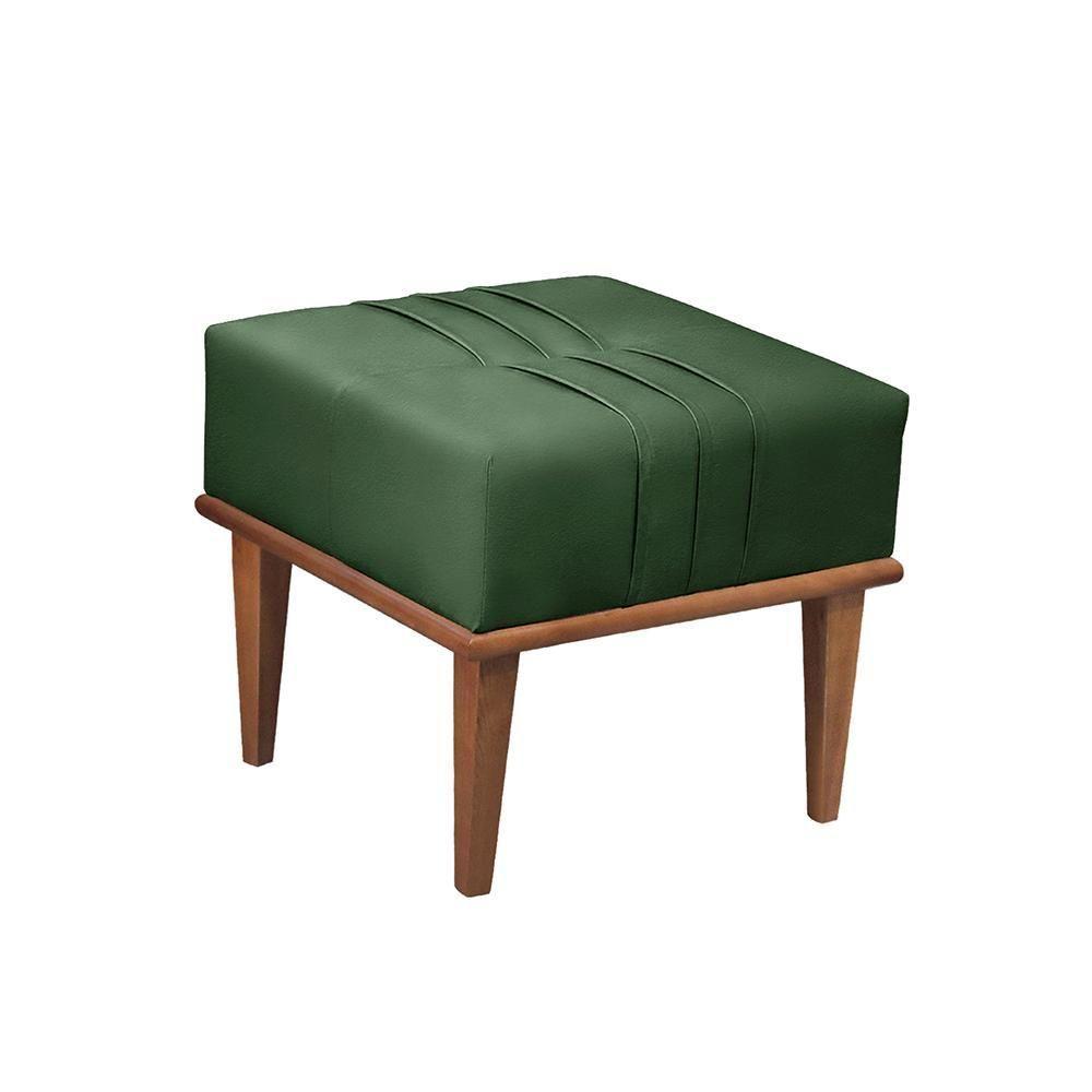 Puff Banqueta Maya Luxo Madeira Maciça Castellar Móbile Veludo Verde - 1