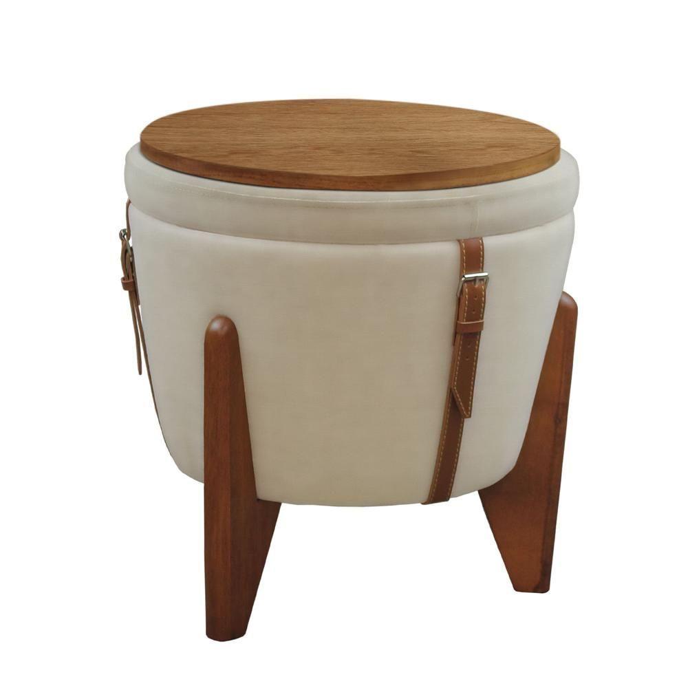 Puff Banqueta Fênix Baú Mesa Castellar Móbile Veludo Bege Claro - 6