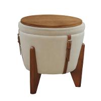 Puff Banqueta Fênix Baú Mesa Castellar Móbile Veludo Bege Claro - 8