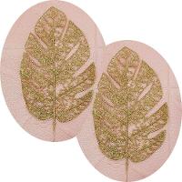Folhas Flores Enfeite Natalino Gliter Dourado 35cm Kit 6pçs - 1