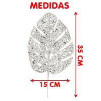 Folhas Flores Enfeite Natalino Gliter Prata 35cm Kit 12pçs - 3