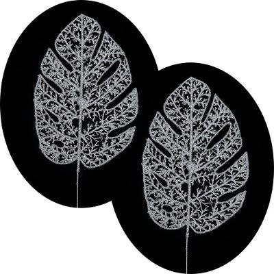 Folhas Flores Enfeite Natalino Gliter Prata 35cm Kit 6pçs