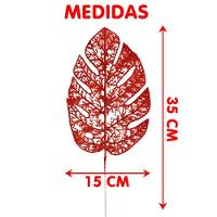 Folhas Flores Enfeite Natal Gliter Vermelho 35cm Kit 10pçs - 3