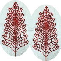 Folhas Flores árvore Natal Gliter Vermelho De 40cm Kit 8pçs - 1