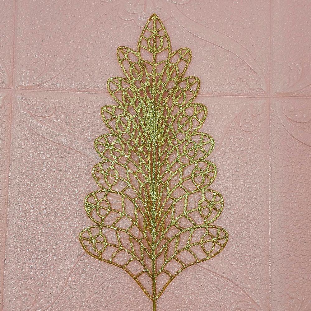 Folhas Flores árvore Natal Gliter Dourado De 40cm Kit 8pçs - 2