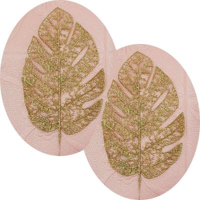 Folhas Flores Enfeite Natalino Gliter Dourado 35cm Kit 8pçs